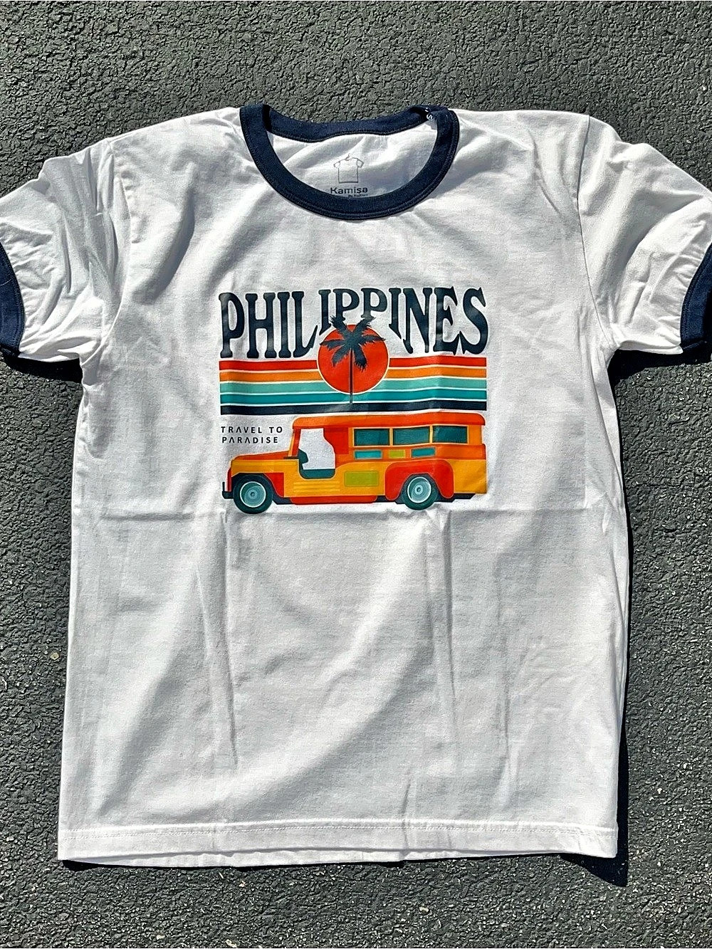 Kamisa by Kultura Philippines Graphic Tee Men’s Small White & Blue